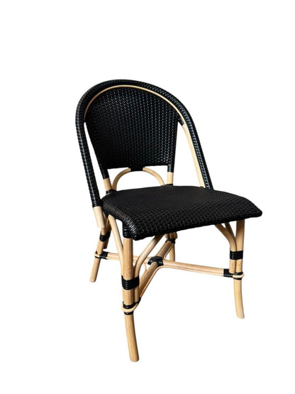 Aspen Brands Original (Real) Classic Commercial Grade Rattan (Wood Frame) French Bistro Chair, Indoor/Outdoor, Black - Stackable up to 6 Chairs