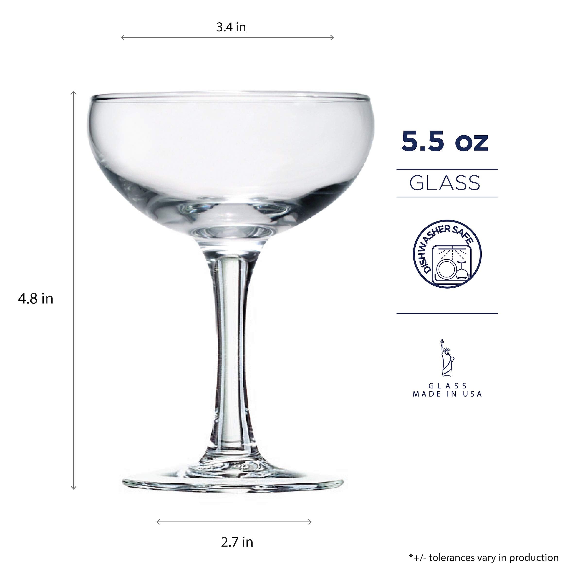 Aspen 5.5oz Barcraft Coupe set of 12 Martini Glass
