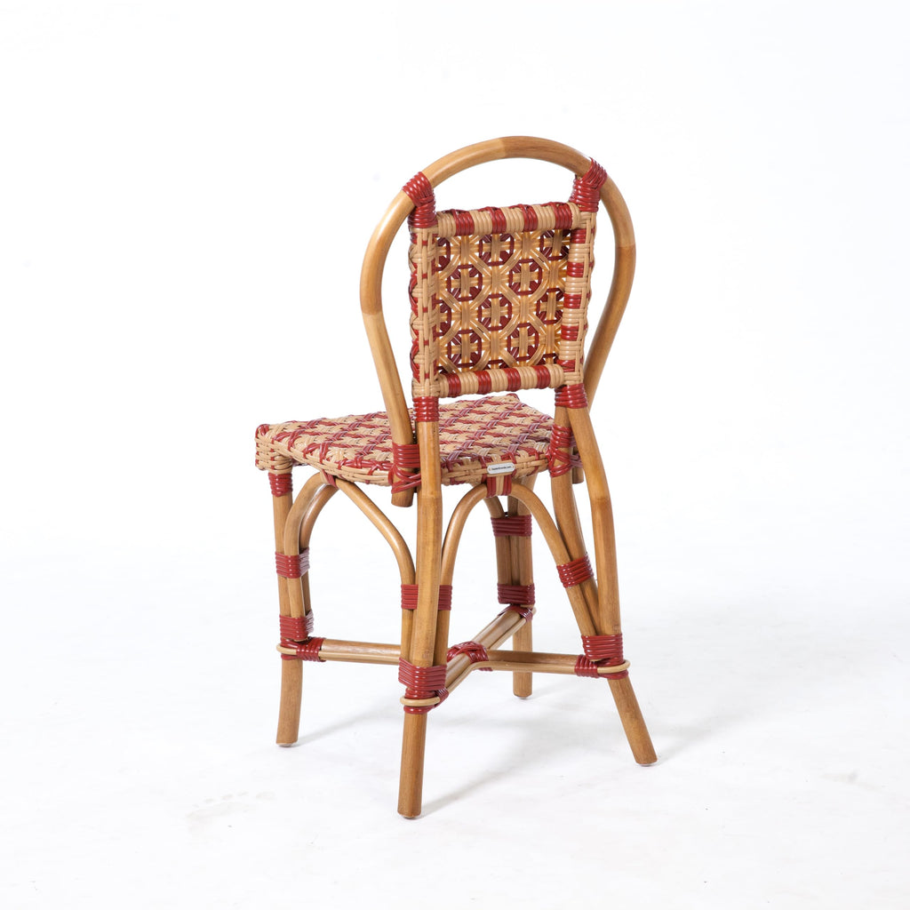 Aspen Brands Classic French Bistro Chair, Red and Cream PE Rattan, Indoor Outdoor Commercial Grade, 250 lbs Capacity