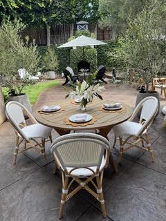 Aspen Brands Classic Commercial Grade Rattan French Bistro Chair, Indoor/Outdoor, White - Stackable up to 6 Chairs