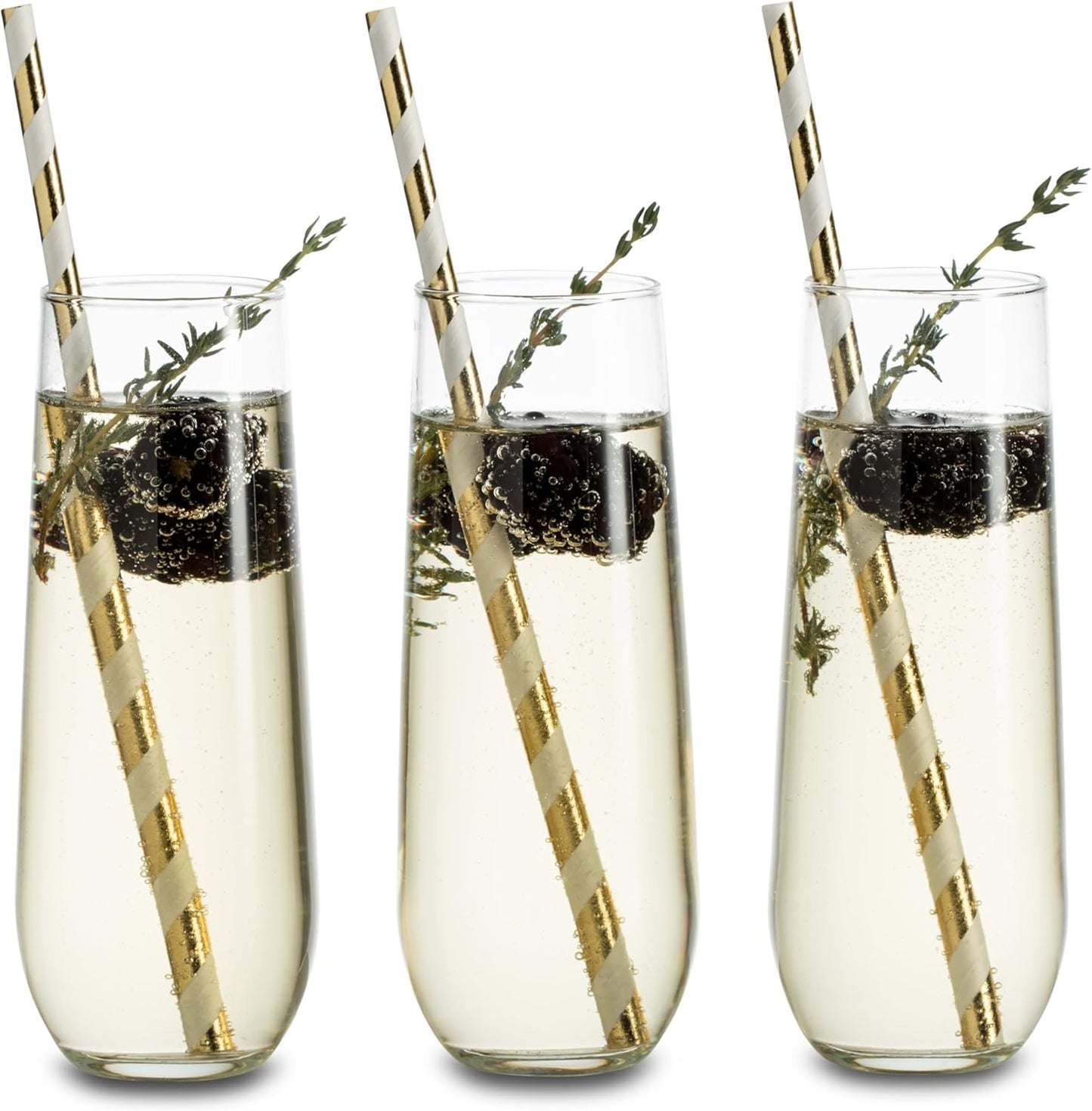 Libbey 228 Stemless Champagne Flute Glasses, 8.5-ounce, Set of 12