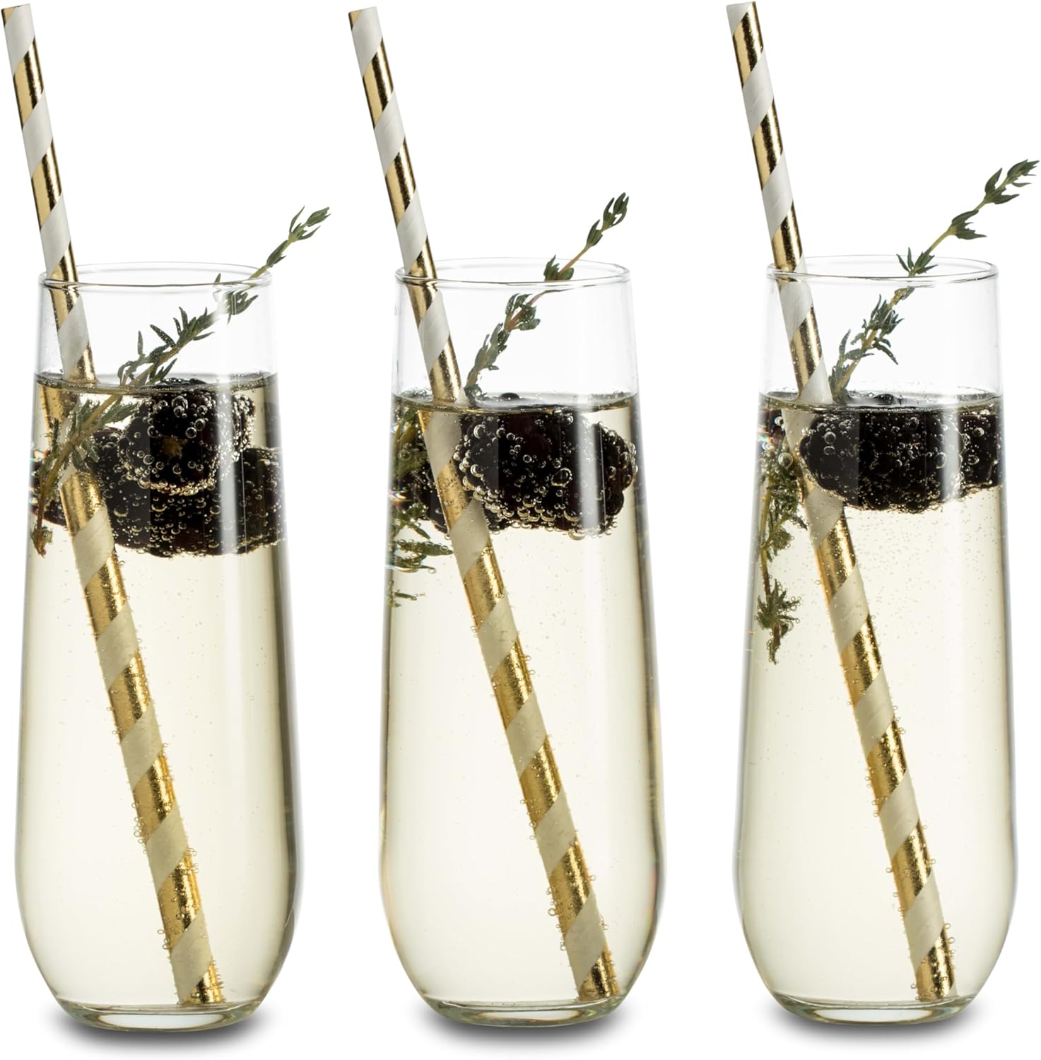 Libbey 228 Stemless Champagne Flute Glasses, 8.5-ounce, Set of 12