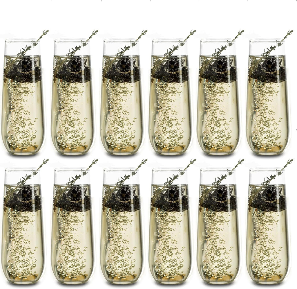 Libbey 228 Stemless Champagne Flute Glasses, 8.5-ounce, Set of 12