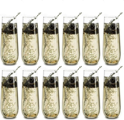 Libbey 228 Stemless Champagne Flute Glasses, 8.5-ounce, Set of 12