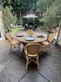 Aspen Brands Newport Original (Real) Rattan Frame Bistro Side Chair, Natural Brown, Parisian Inspired Design