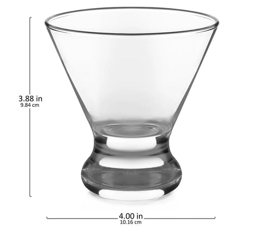 Aspen Stemless Martini Glasses, Crystal Clear, 8.25oz, Set of 12, for Cocktail Glasses for Margarita, Manhattan, Cosmopolitan and Desserts.
