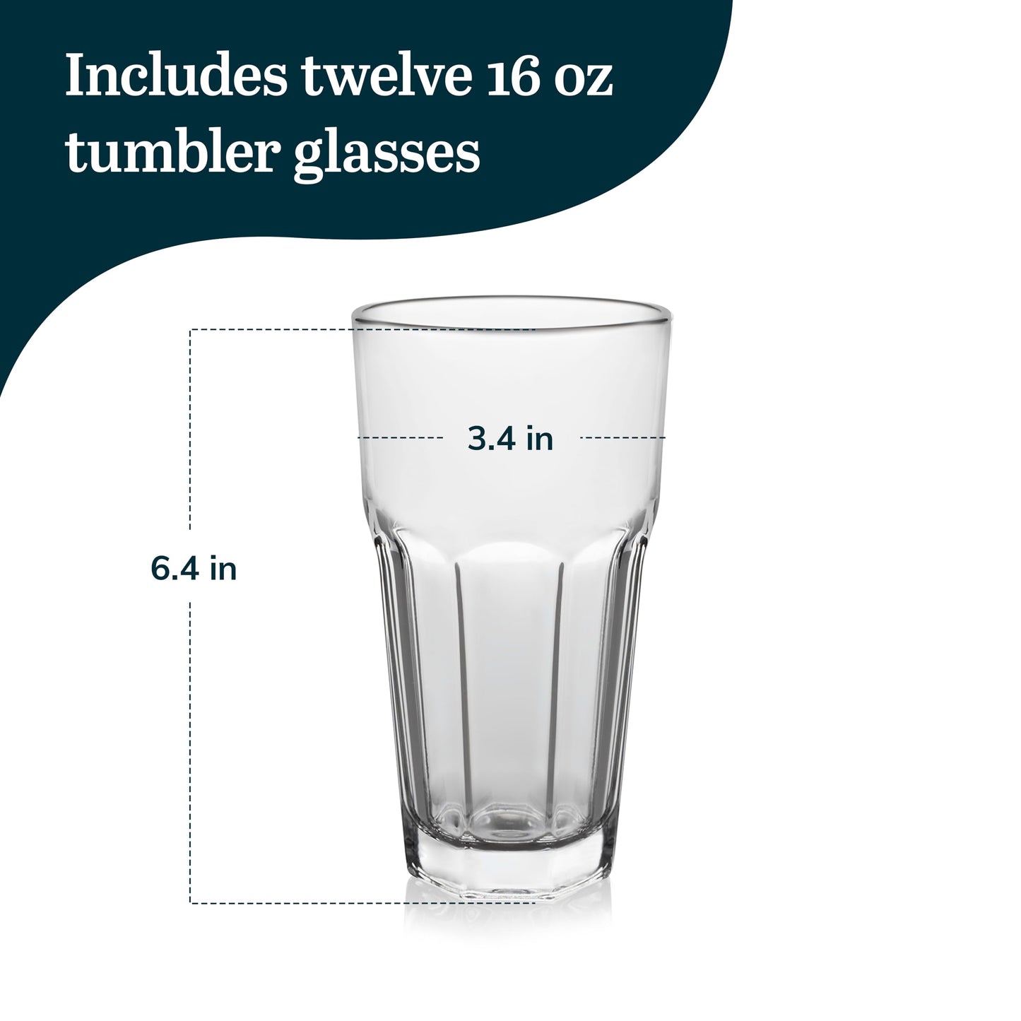 Libbey 15244 Gibraltar DuraTuff Drinking Glass Drinking Cup Set, - Set of 12
