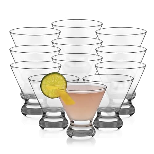 Libbey Cosmopolitan Stemless Martini Glasses Set Of 12, Dishwasher Safe Holiday Martini Glass, Lightweight Cocktail Glass Set for Wedding Party