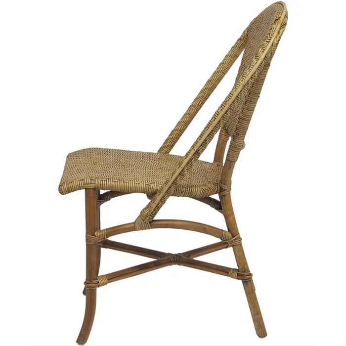 Aspen Brands Newport Original (Real) Rattan Frame Bistro Side Chair, Natural Brown, Parisian Inspired Design