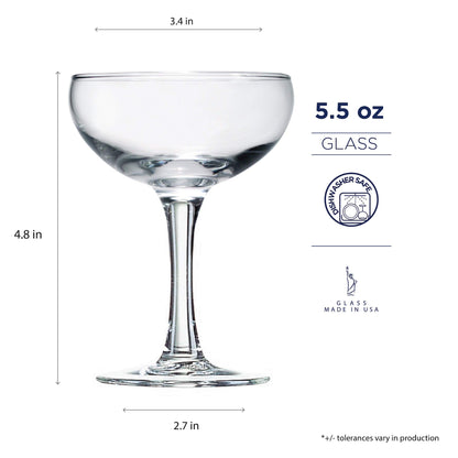 Aspen 5.5oz Barcraft Coupe set of 12 Martini Glass
