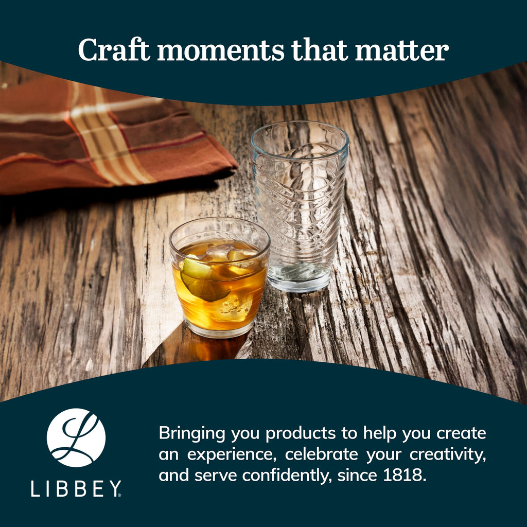 Libbey Ascent Tumbler and Rocks Glass Set, Drinking Glasses Set, Dishwasher Safe, Durable Drinking Glasses, Versatile Glassware Set for Any Occasion