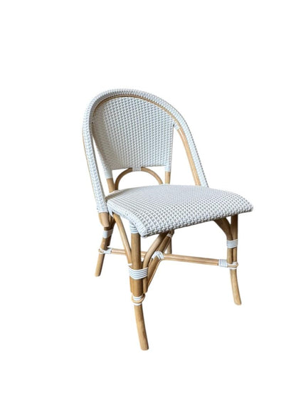 Aspen Brands Classic Commercial Grade Rattan French Bistro Chair, Indoor/Outdoor, White - Stackable up to 6 Chairs
