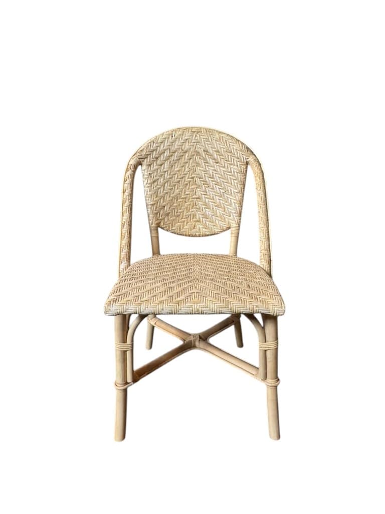 Aspen Brands Newport Original (Real) Rattan Frame Bistro Side Chair, Natural Brown, Parisian Inspired Design