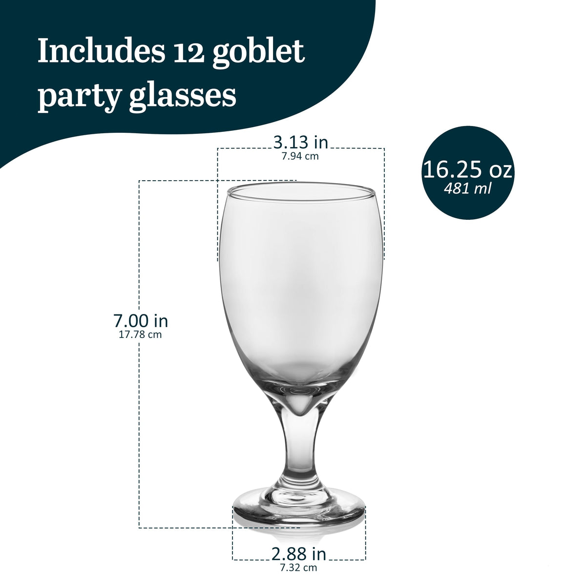 Libbey 7513 Vina Goblet Glasses, 16-ounce, Set of 12