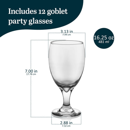 Libbey 7513 Vina Goblet Glasses, 16-ounce, Set of 12