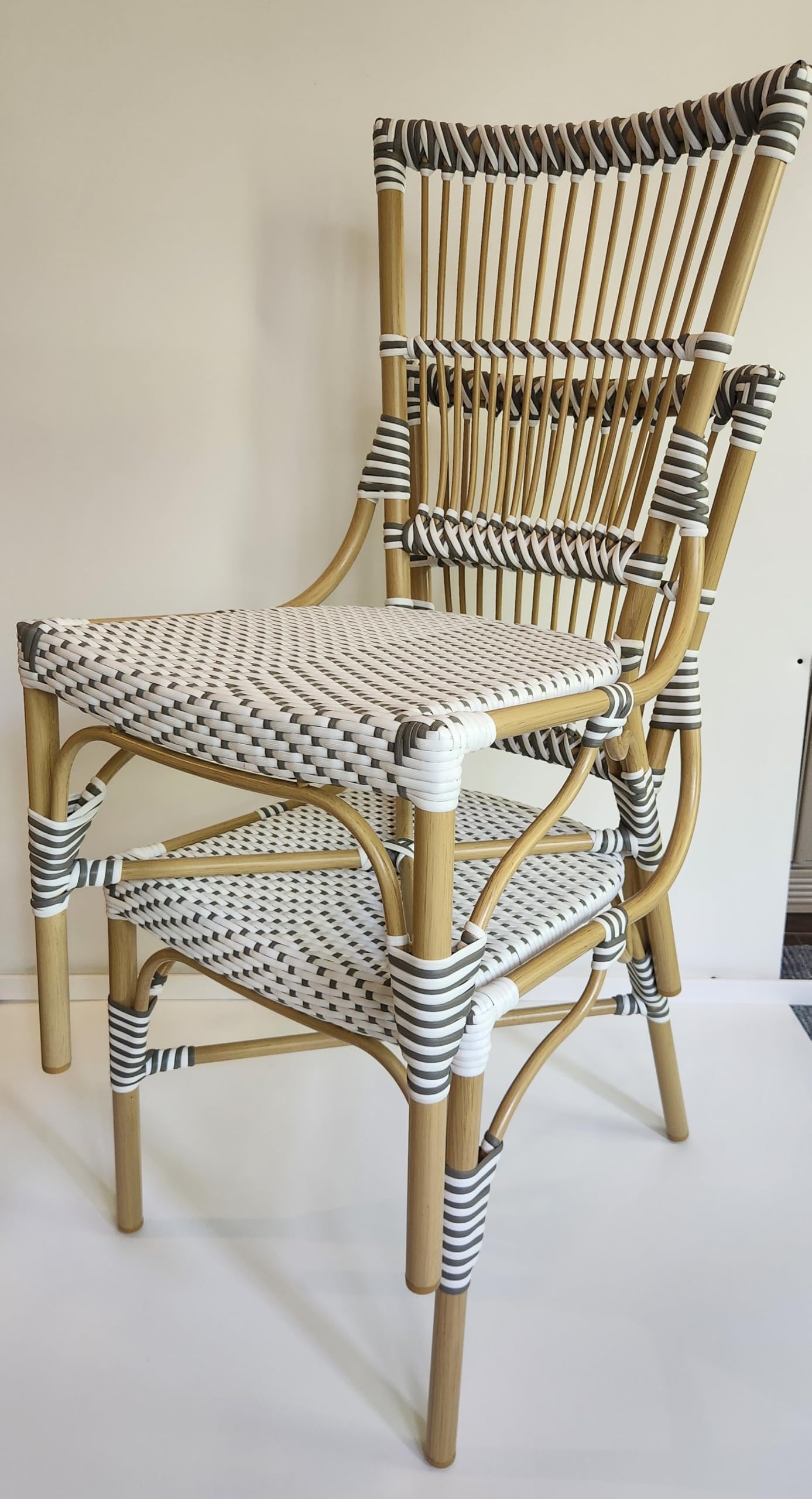 Aspen Brands Laguna Bistro Chair - Designed to be Stackable and Made for Both Indoor and Outdoor use. 300 lbs max Limit. Rattan Frame. Storage Outside. 1 Chair Included