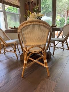 Aspen Brands Classic Commercial Grade Rattan French Bistro Chair, Indoor/Outdoor, White - Stackable up to 6 Chairs