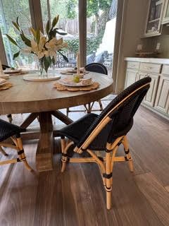 Aspen Brands Original (Real) Classic Commercial Grade Rattan (Wood Frame) French Bistro Chair, Indoor/Outdoor, Black - Stackable up to 6 Chairs