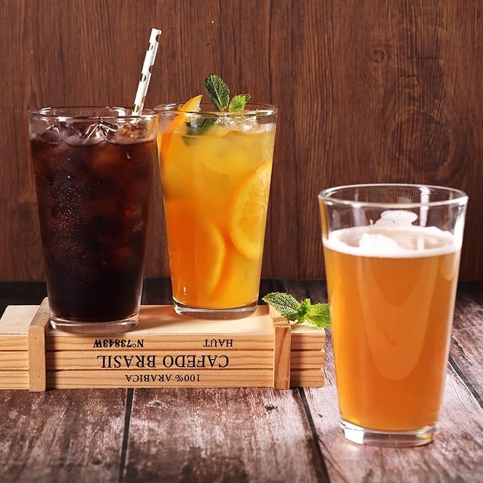 Aspen Brands Pint Beer Glasses 16 oz Tall Clear Drinking Glasses, Heavy Base, Pub Style