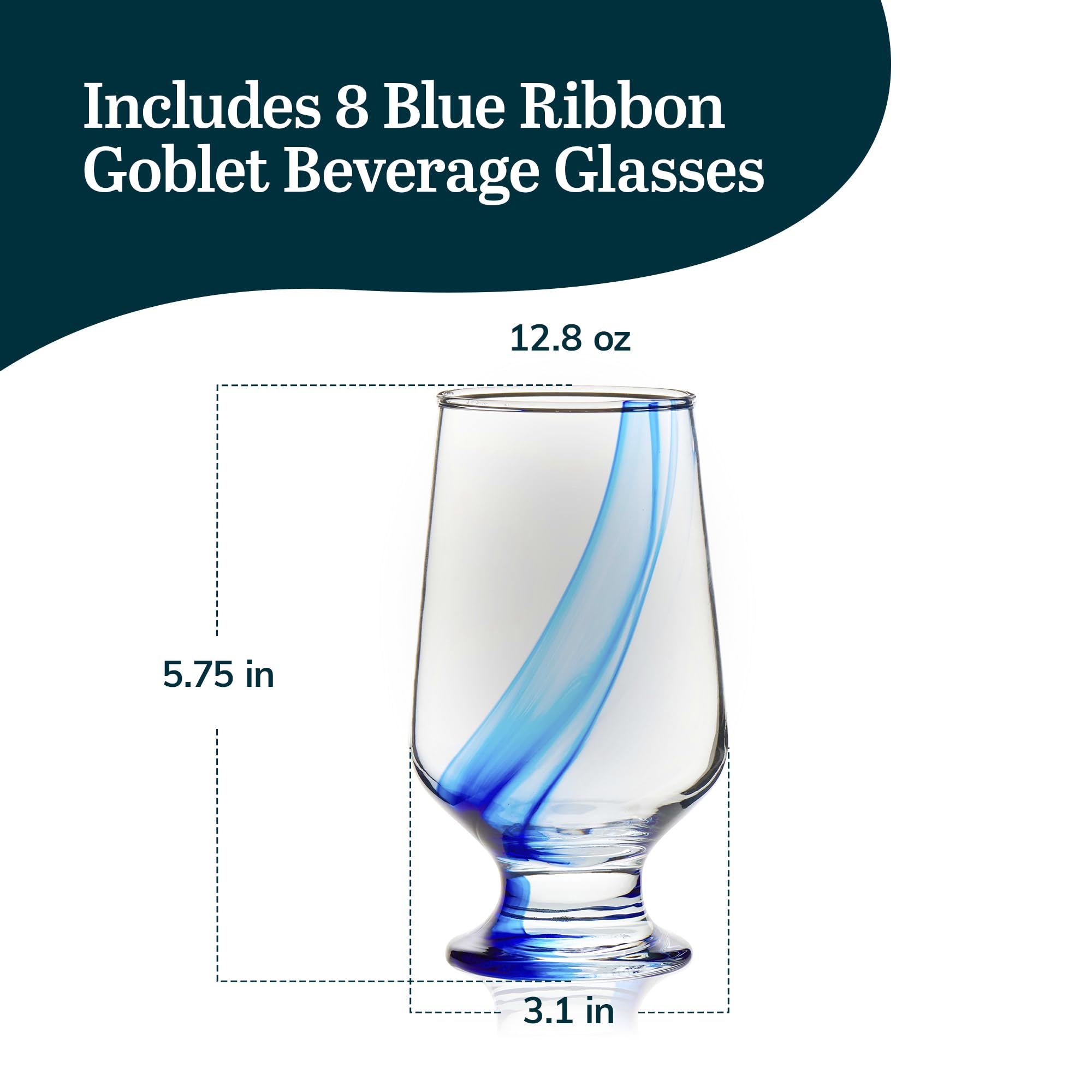 Libbey 7513 Vina Goblet Glasses, 16-ounce, Set of 12