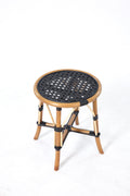 Aspen Brands French Cafe Bistro Rattan Low Stool, Black Woven Seat, Backless