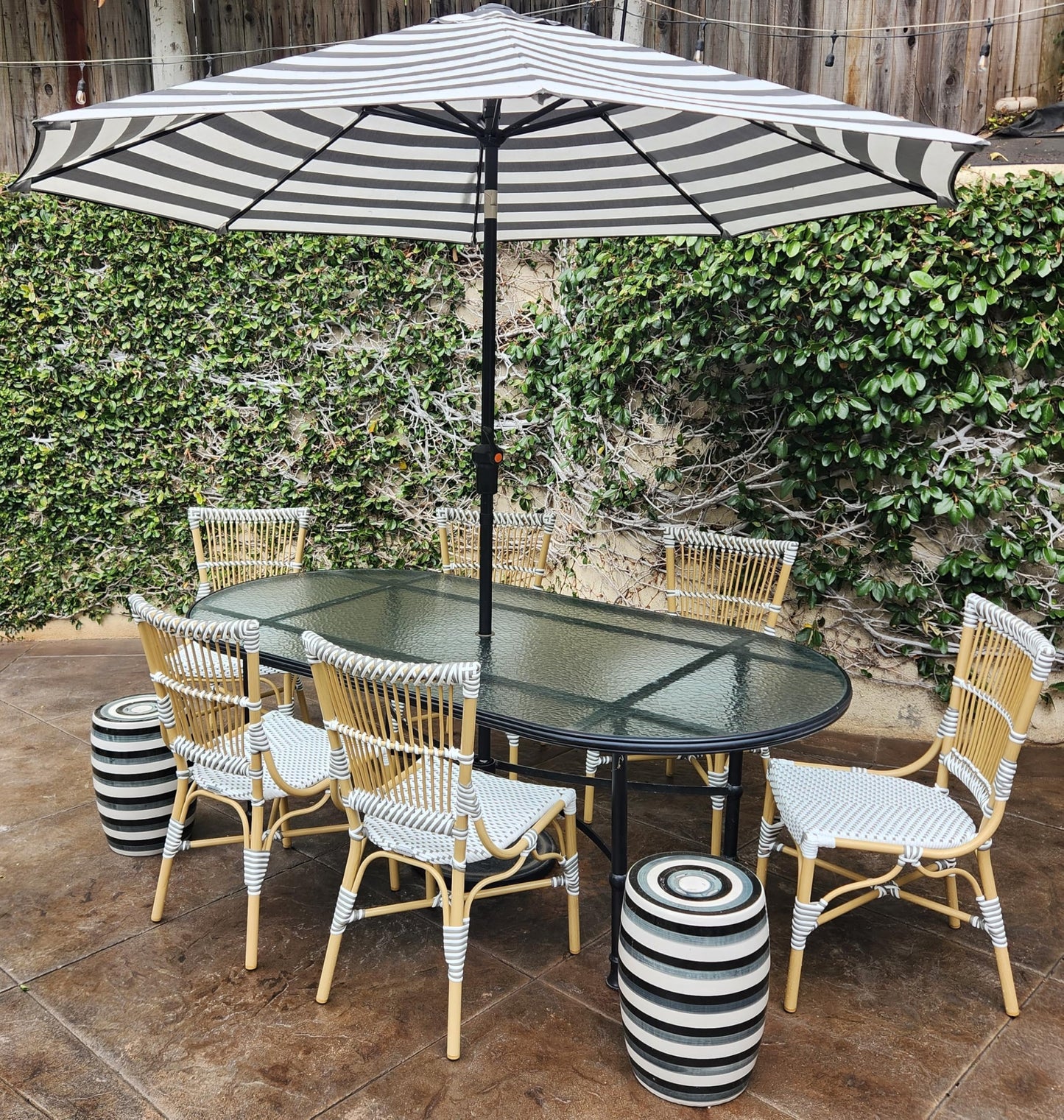 Aspen Brands Laguna Bistro Chair - Designed to be Stackable and Made for Both Indoor and Outdoor use. 300 lbs max Limit. Rattan Frame. Storage Outside. 1 Chair Included