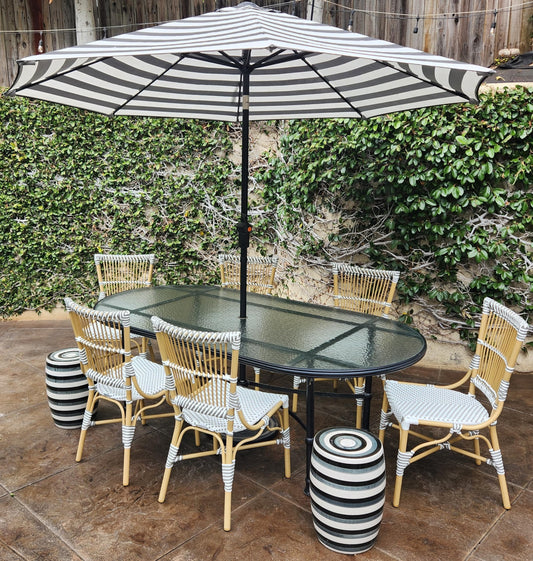 Aspen Brands Laguna Bistro Chair - Designed to be Stackable and Made for Both Indoor and Outdoor use. 300 lbs max Limit. Rattan Frame. Storage Outside. 1 Chair Included