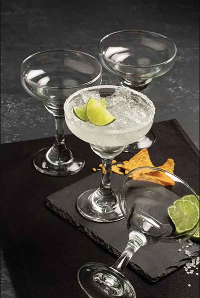 Cristar Margarita Glasses Set Of 4, 10oz Coupe Glasses, Made In Columbia, Tempered Rim, Dishwasher-Safe, Lead-free Cocktail Bar Glasses With Stem For Martinis, Mojitos, Pina Colada & Dessert Glasses.