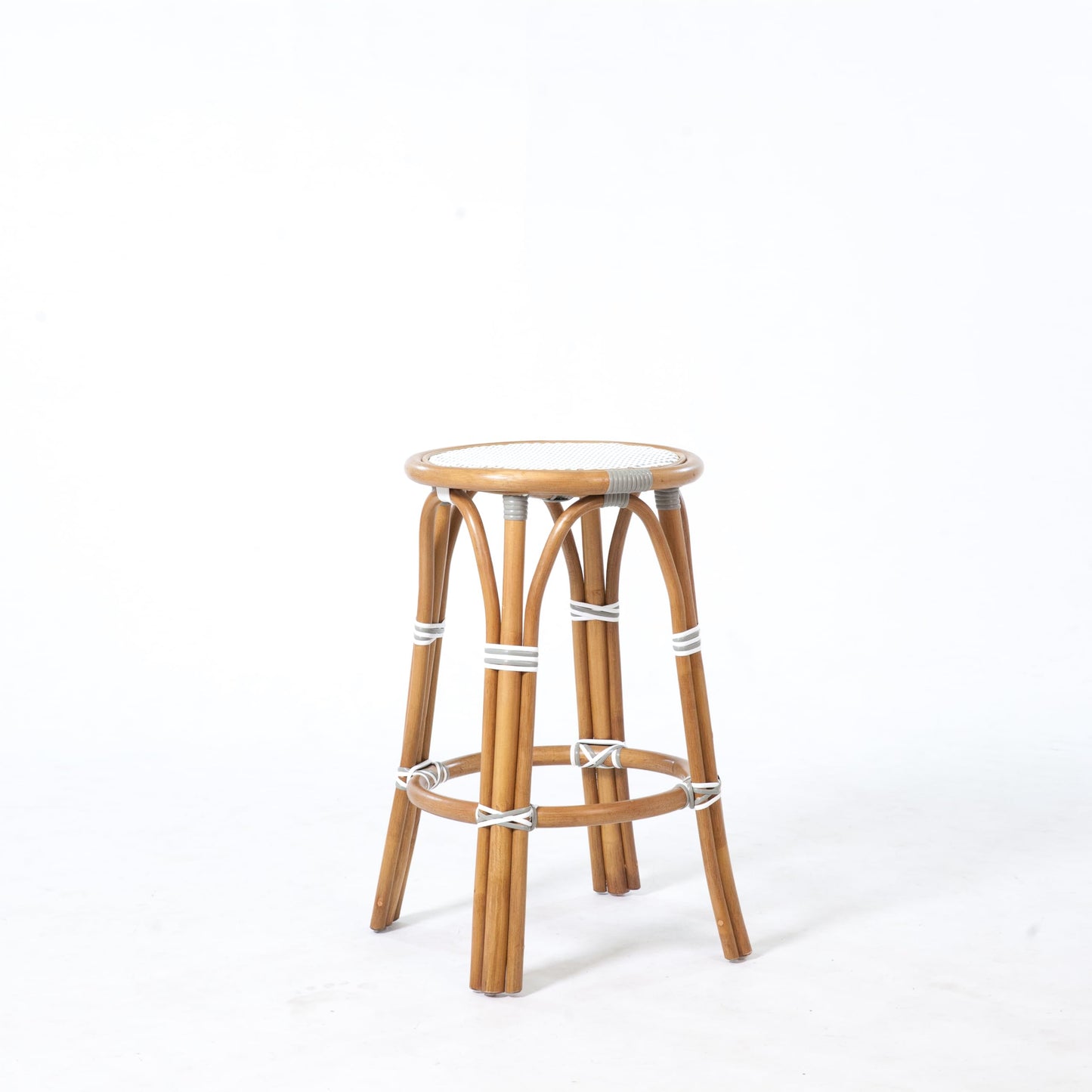 Aspen Brands The Backless White and Grey Cafe Stool is Our Iconic French Cafe Bistro Chair. at Counter Height 26".