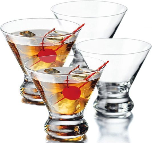 Aspen Stemless Martini Glasses, Crystal Clear, 8.25oz, Set of 12, for Cocktail Glasses for Margarita, Manhattan, Cosmopolitan and Desserts.