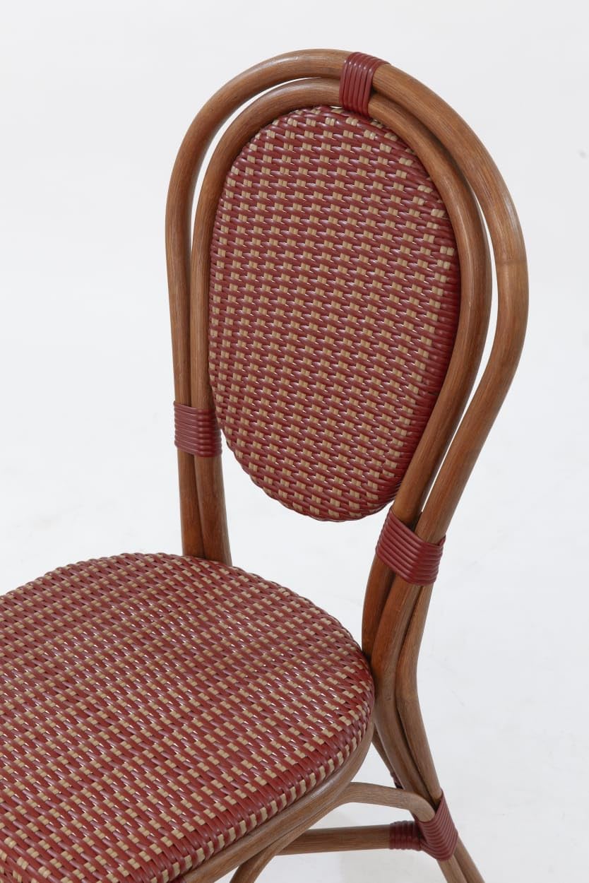 Aspen Brands Classic Commercial Grade Rattan French Bistro Chair, Indoor/Outdoor, Blue & White