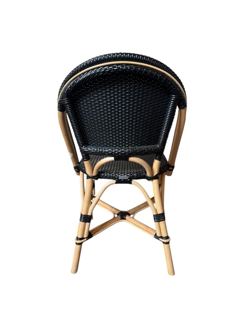 Aspen Brands Original (Real) Classic Commercial Grade Rattan (Wood Frame) French Bistro Chair, Indoor/Outdoor, Black - Stackable up to 6 Chairs