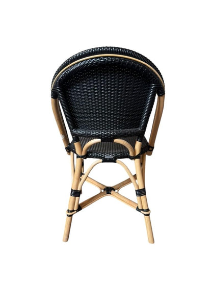 Aspen Brands Original (Real) Classic Commercial Grade Rattan (Wood Frame) French Bistro Chair, Indoor/Outdoor, Black - Stackable up to 6 Chairs