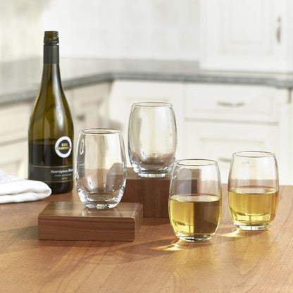 Cristar Stemless Wine Glasses Set of 4, 15.5 Ounce Glasses for Red or White Wine