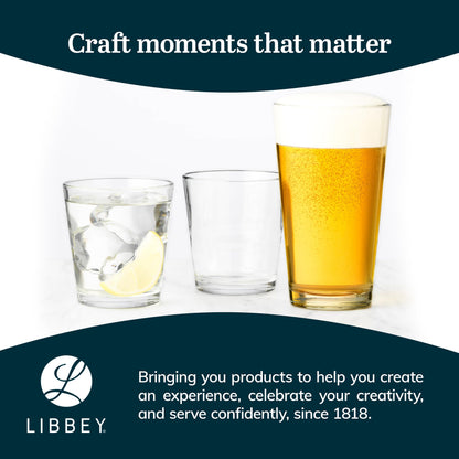Libbey 15769 Restaurant Basics Stacking Double Old Fashioned Glasses, 12-ounce, Set of 12