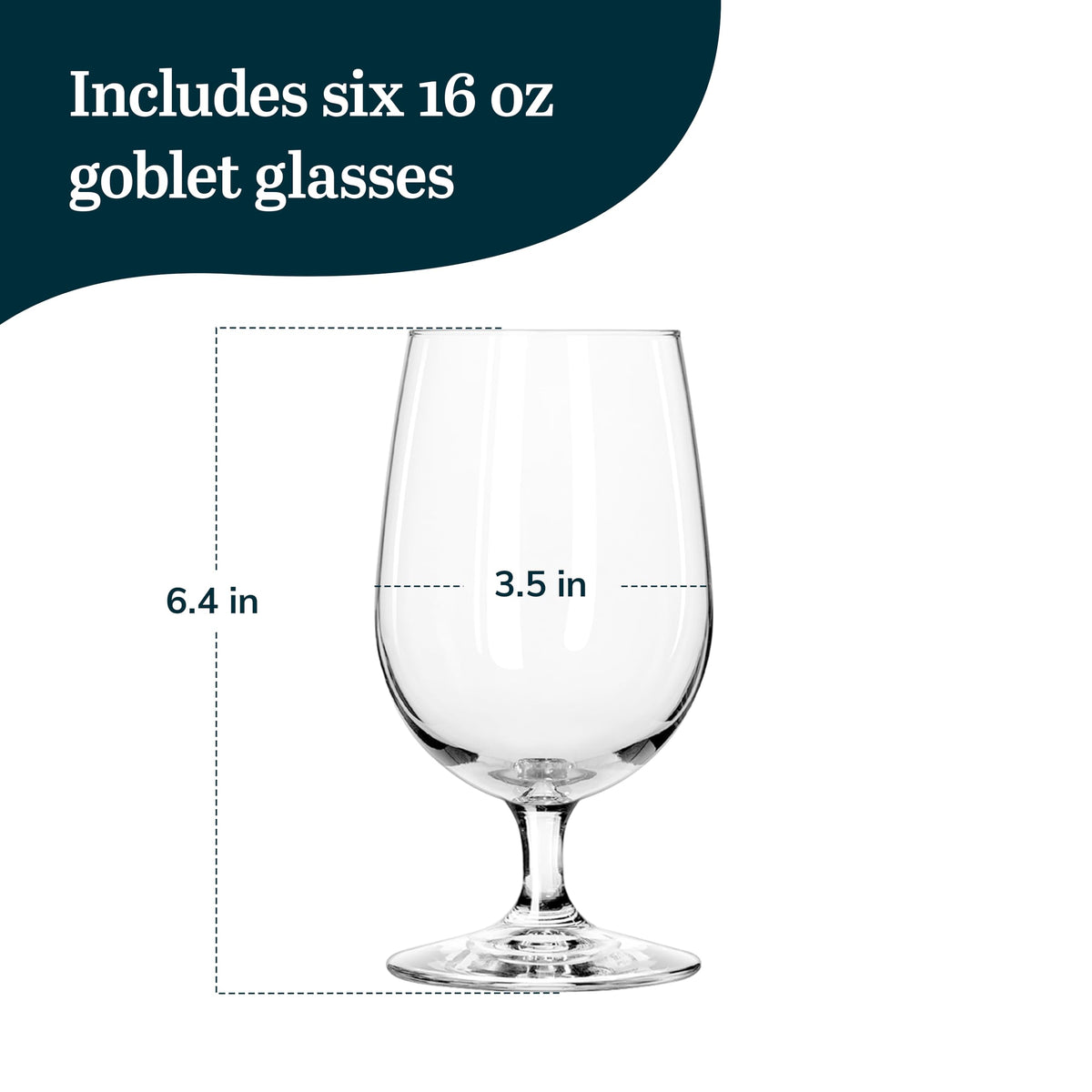 Libbey 7513 Vina Goblet Glasses, 16-ounce, Set of 12