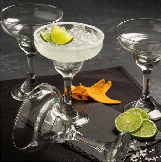 Cristar Margarita Glasses Set Of 4, 10oz Coupe Glasses, Made In Columbia, Tempered Rim, Dishwasher-Safe, Lead-free Cocktail Bar Glasses With Stem For Martinis, Mojitos, Pina Colada & Dessert Glasses.