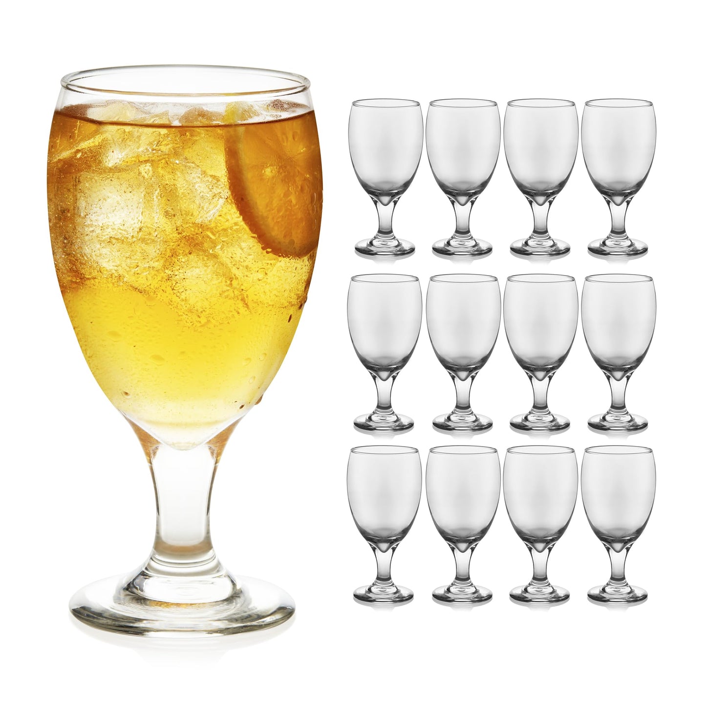 Libbey 7513 Vina Goblet Glasses, 16-ounce, Set of 12