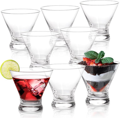 Aspen Stemless Martini Glasses, Crystal Clear, 8.25oz, Set of 12, for Cocktail Glasses for Margarita, Manhattan, Cosmopolitan and Desserts.