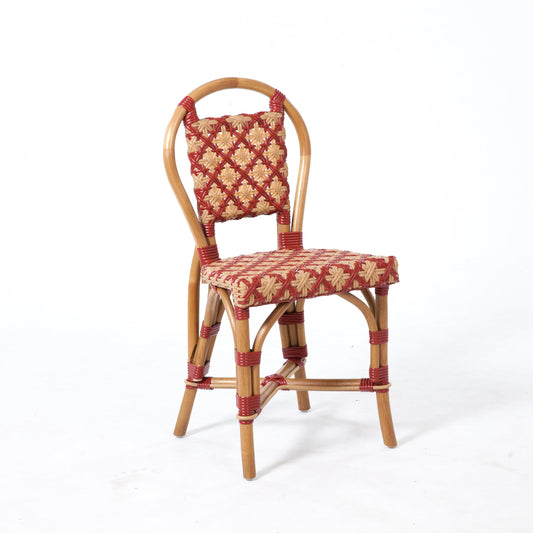 Aspen Brands Classic French Bistro Chair, Red and Cream PE Rattan, Indoor Outdoor Commercial Grade, 250 lbs Capacity