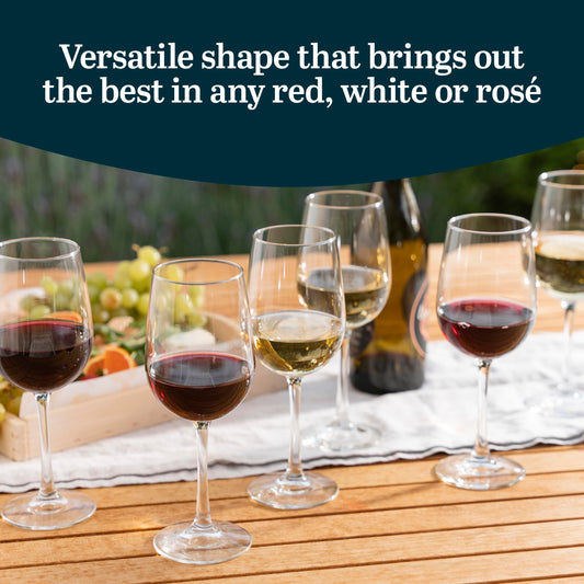 Libbey Vina Tall Wine Glasses Set, All Purpose Red and White Wine Glasses Set of 12, 16 Fluid Ounces, Professional Grade Glass Wine Glasses for Gatherings, Events