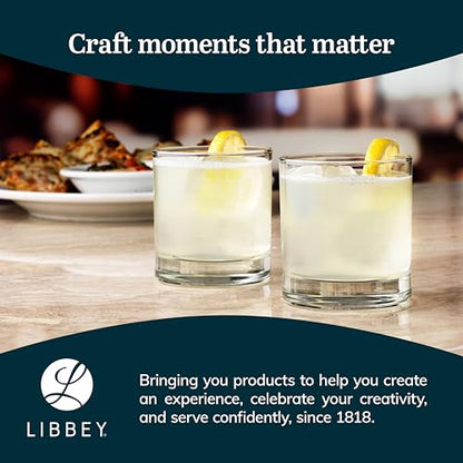 Libbey Heavy Base Rocks Glasses Set, Simple Glassware Drinking Glasses Set Dishwasher Safe Glasses for Cocktail Parties And More