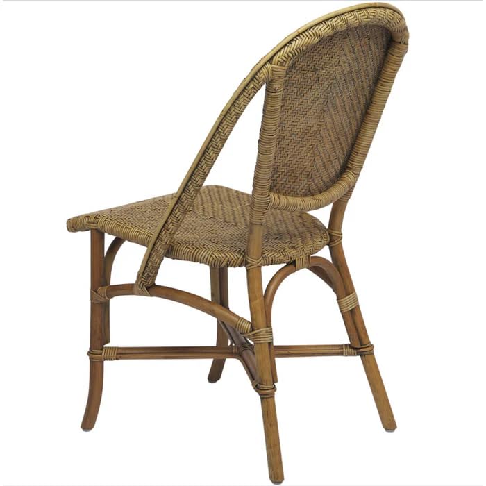 Aspen Brands Newport Original (Real) Rattan Frame Bistro Side Chair, Natural Brown, Parisian Inspired Design
