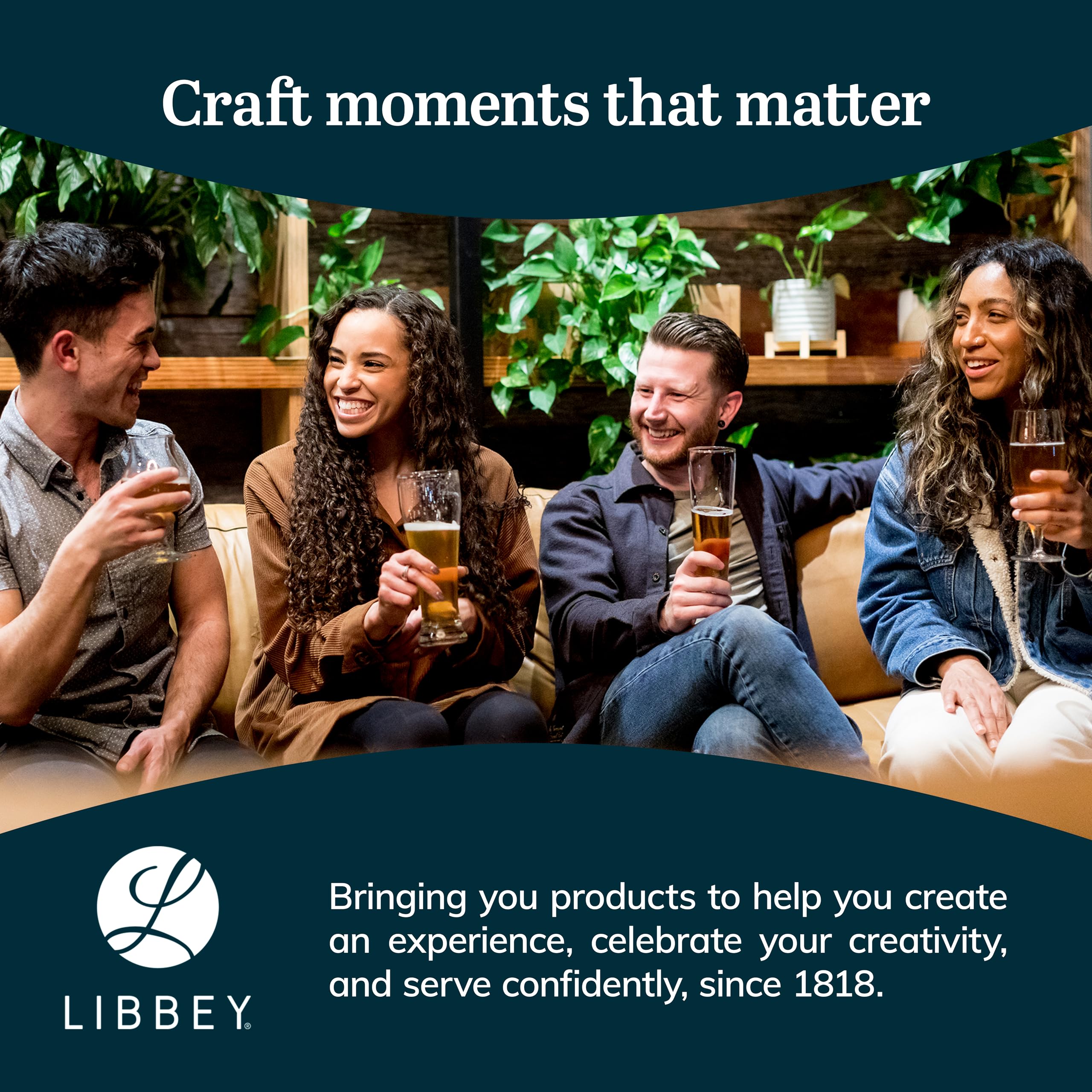 Libbey Craft Brews Beer Glasses Set of 6, Versatile, Premium Beer Glass Set, Craft Beer Glasses for Pilsner, Stout, Lager, IPA & More