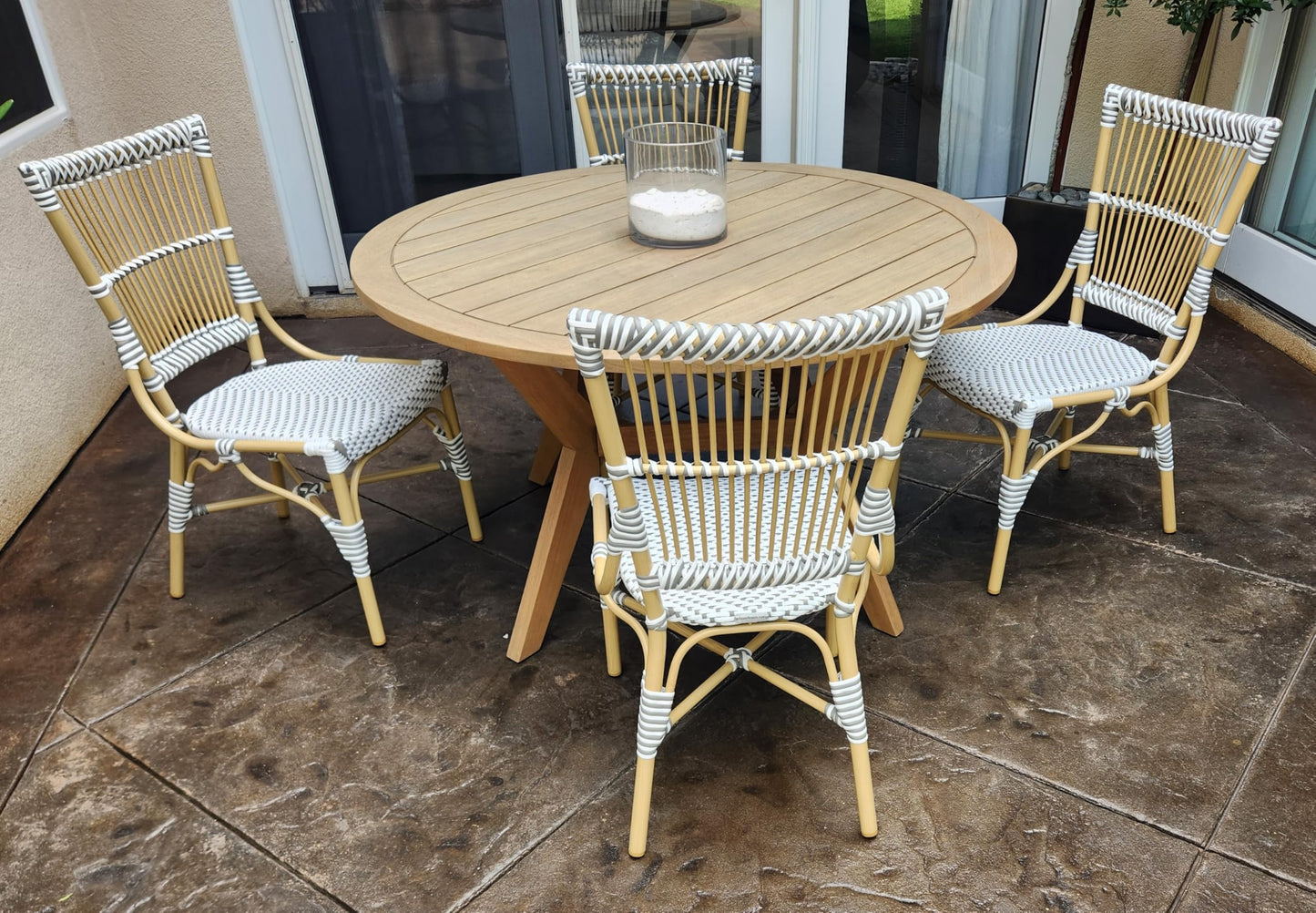 Aspen Brands Laguna Bistro Chair - Designed to be Stackable and Made for Both Indoor and Outdoor use. 300 lbs max Limit. Rattan Frame. Storage Outside. 1 Chair Included