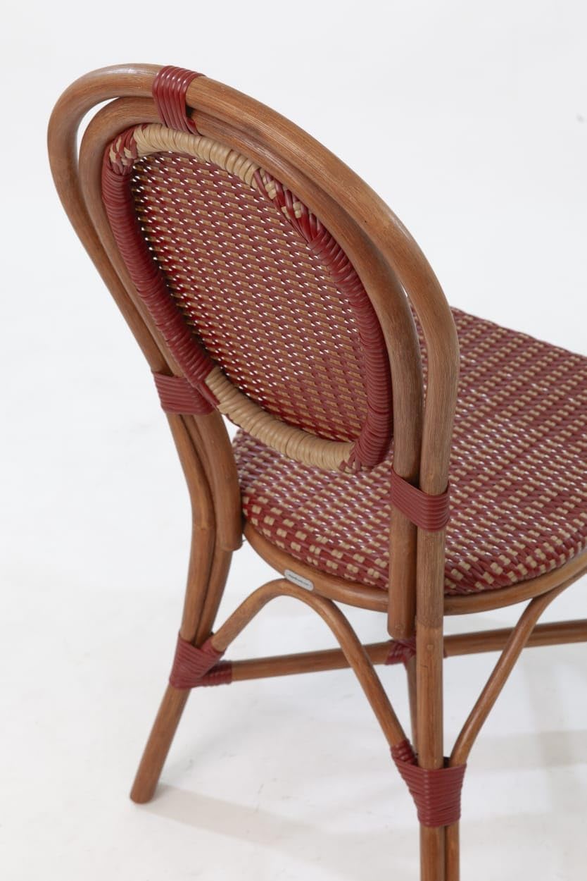 Aspen Brands Classic Commercial Grade Rattan French Bistro Chair, Indoor/Outdoor, Blue & White