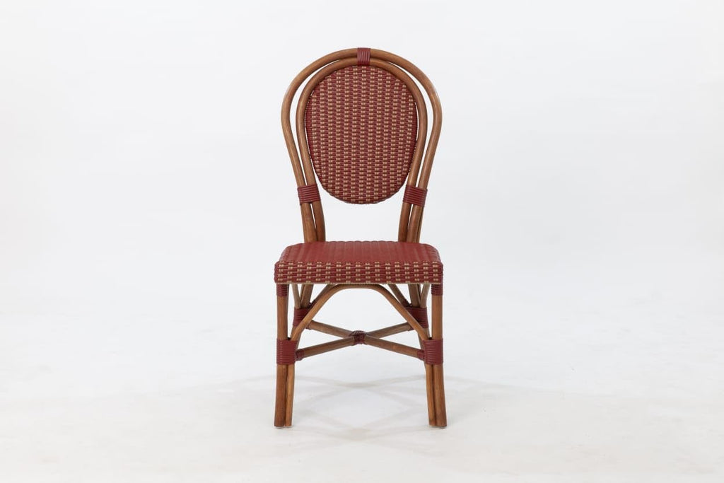 Aspen Brands Classic Commercial Grade Rattan French Bistro Chair, Indoor/Outdoor, Blue & White