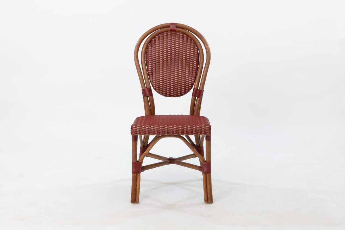 Aspen Brands Classic Commercial Grade Rattan French Bistro Chair, Indoor/Outdoor, Blue & White
