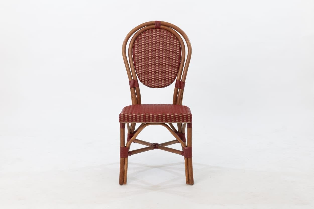 Aspen Brands Classic Commercial Grade Rattan French Bistro Chair, Indoor/Outdoor, Blue & White