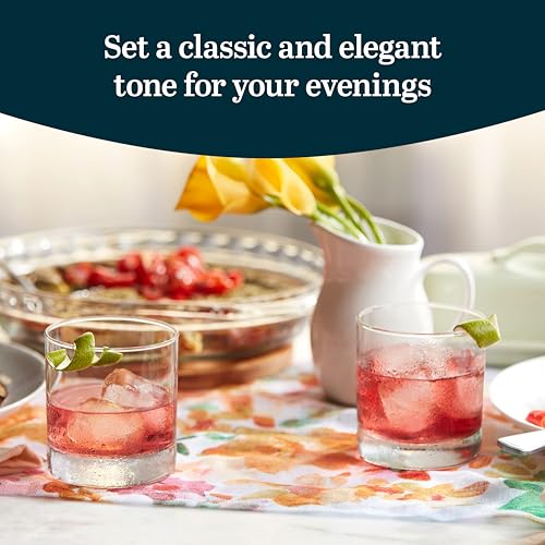 Libbey Heavy Base Rocks Glasses Set, Simple Glassware Drinking Glasses Set Dishwasher Safe Glasses for Cocktail Parties And More